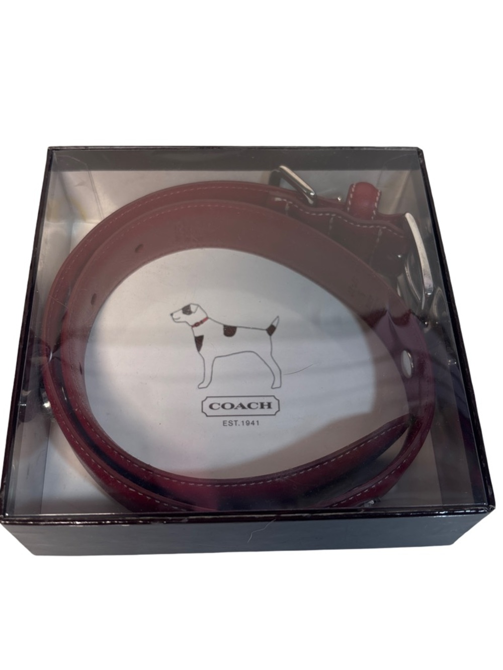 COACH Y2K Large Red Dog Collar  Leather with Silver Buckle New in box! - Picture 6 of 10